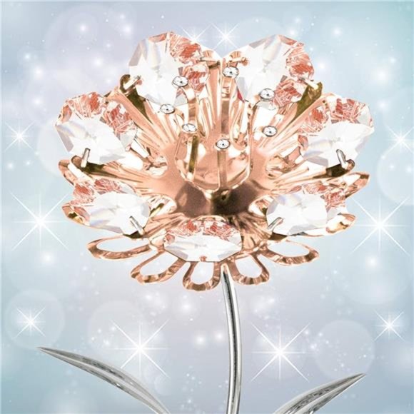Masterpiece Metal Sunflower -Chrome & Rose Gold Plated Crystal Studded Sunflower - Picture 6 of 7